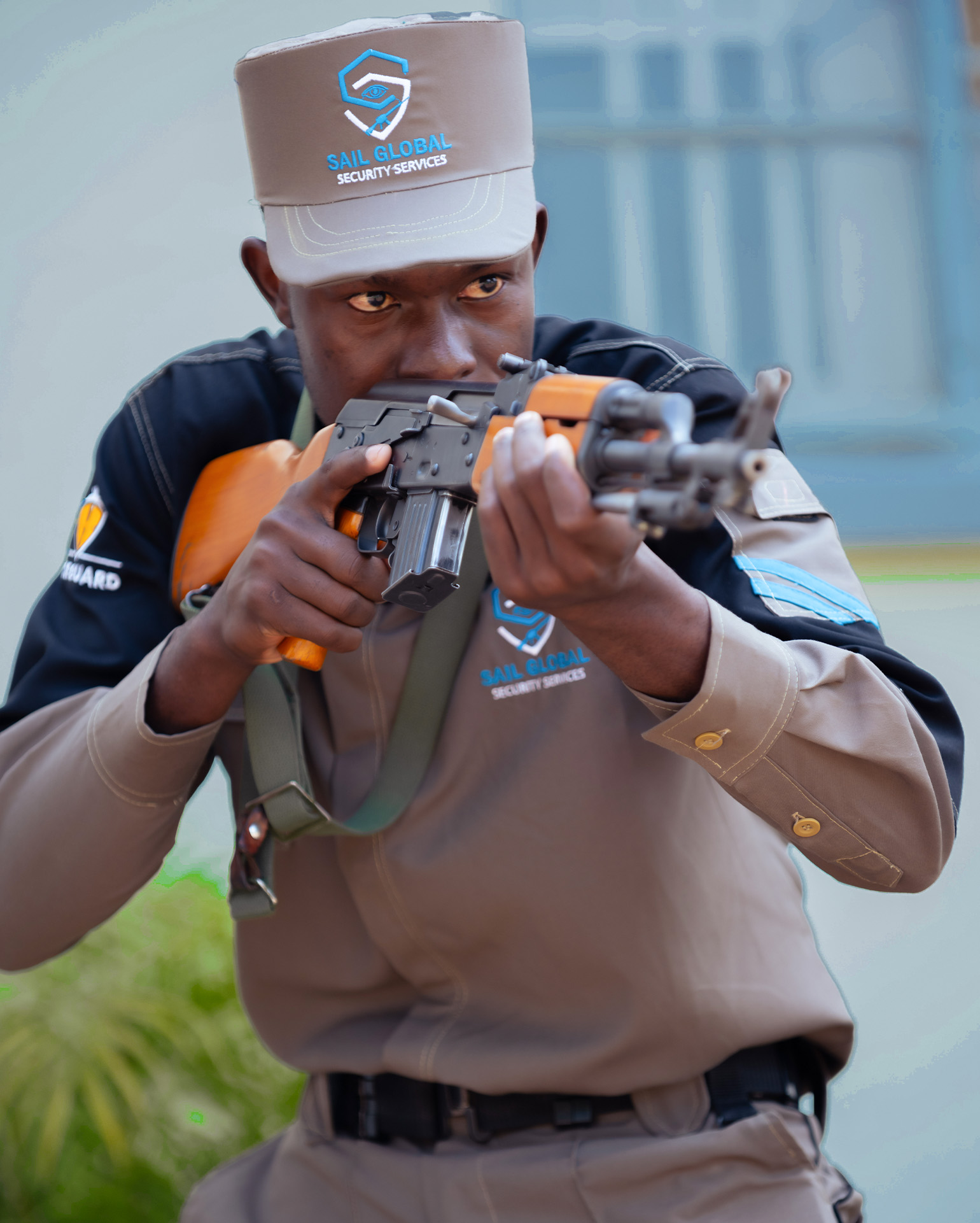 Professional security guard on duty